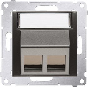 Kontakt-Simon Simon 54 Pokrywa gniazd teleinformatycznych na Keystone skośna podwójna z opisem (moduł) antracyt DKP2S.01/48