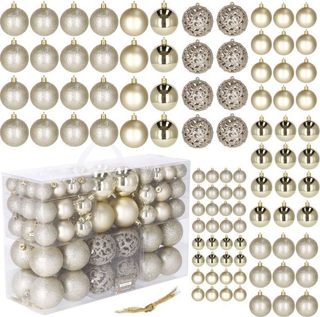 Springos Bombki choinkowe 100 szt. ozdoby świąteczne zestaw 6/4/3 cm złote UNIWERSALNY