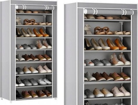 LeanToys Stojak 8-Poziomowy Na Buty Organizer Szafa Siwa LEAN Toys