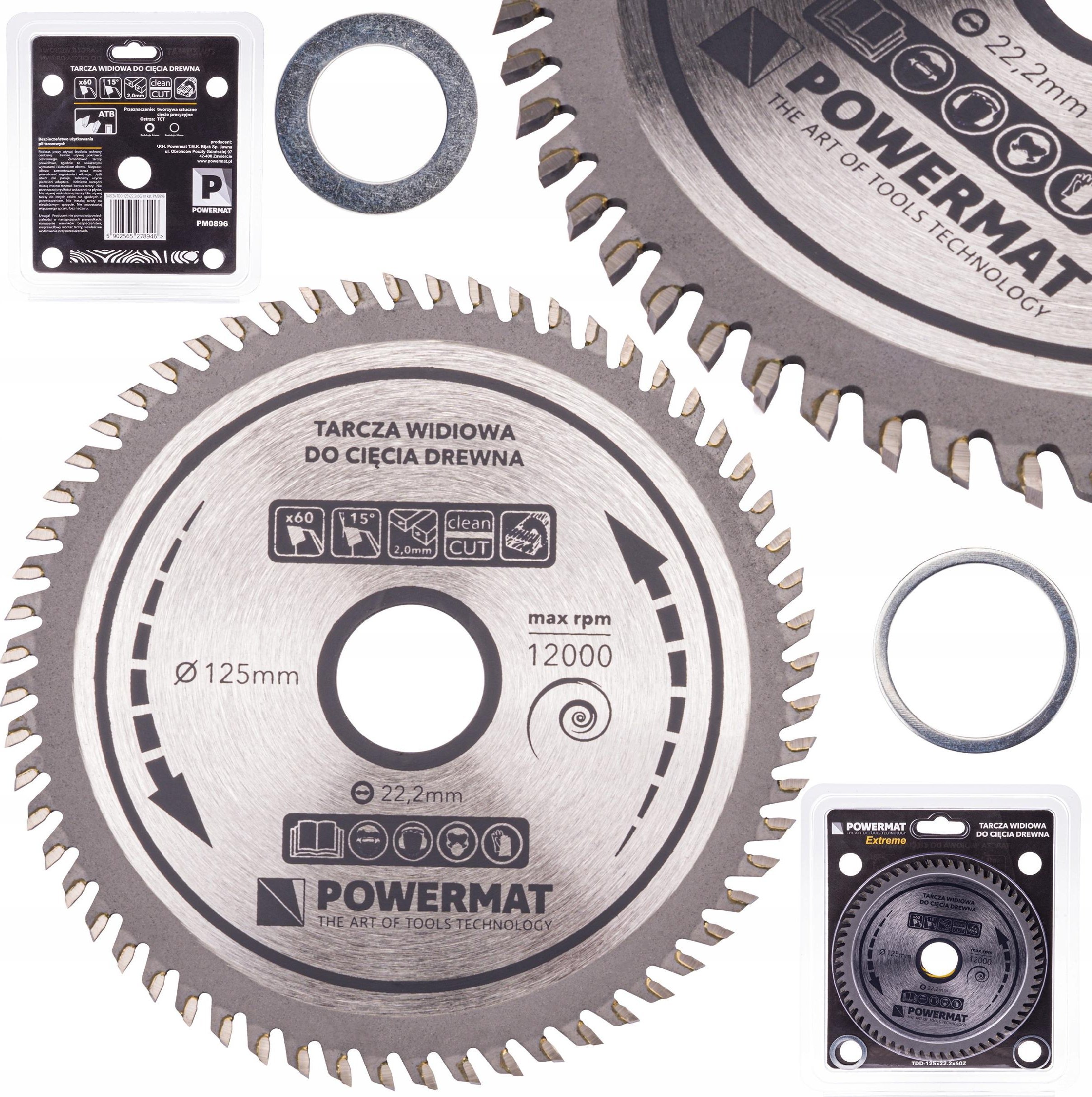 Powermat TARCZA WIDIOWA DO DREWNA PIŁY PIŁA 125 X 22.2 60Z
