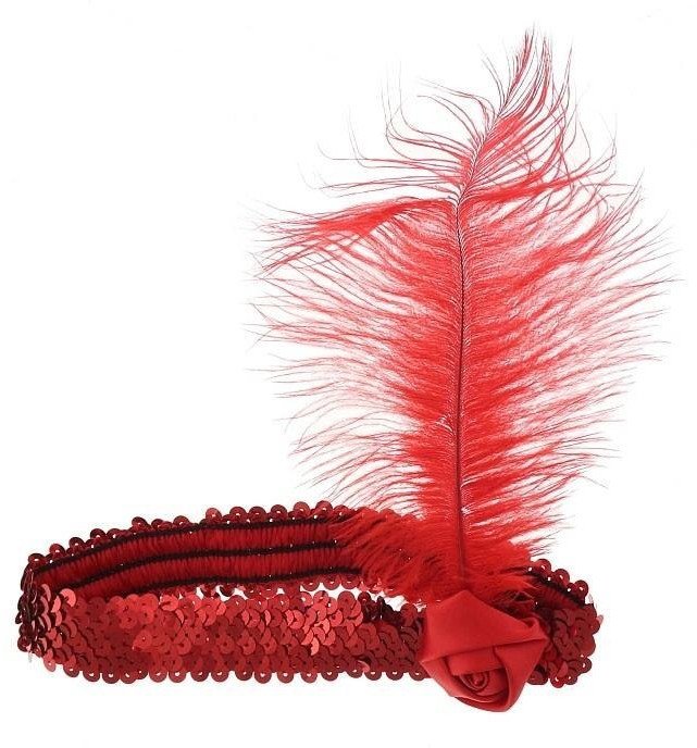 Opaska z piórem retro czerwona