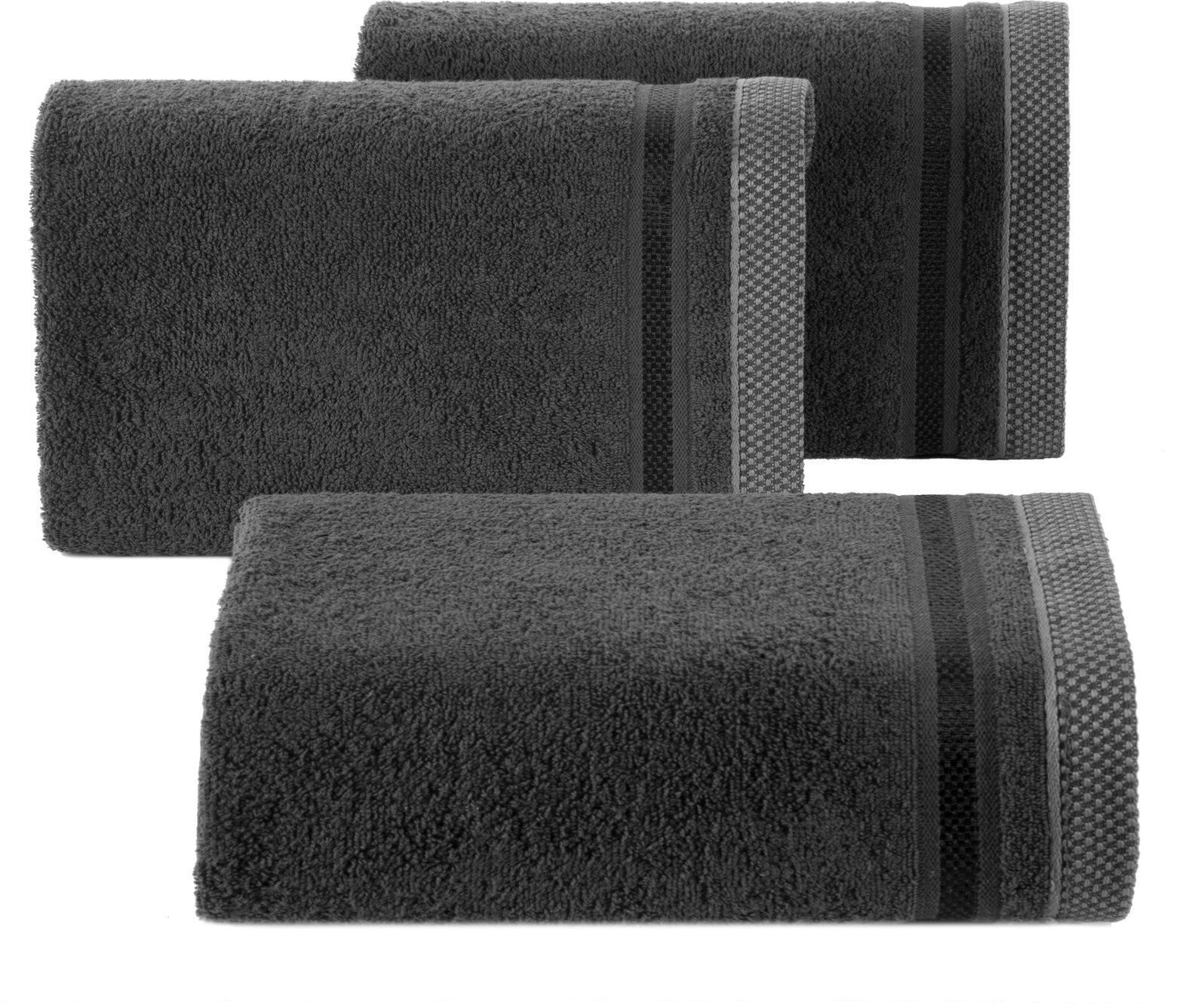 Ręcznik bawełniany frotte z ozdobną bordiurą ABBIE 40X60 stalowy