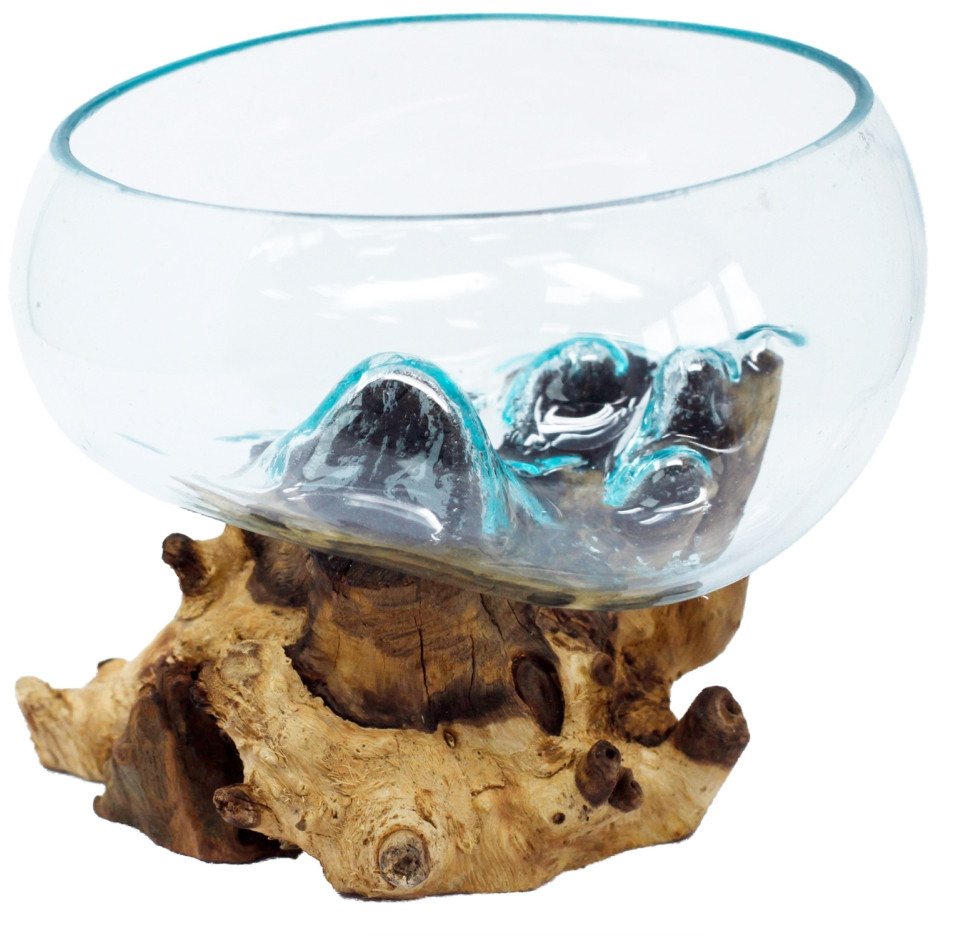 Szklana Misa Wtopiona w Drewno - Duża Misa