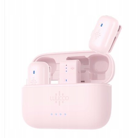 2x Mini Bezprzewodowy Mikrofon Krawatowy 100m Do Telefonu Usb Type-c Usb-c / Minipods K2 / Różowy