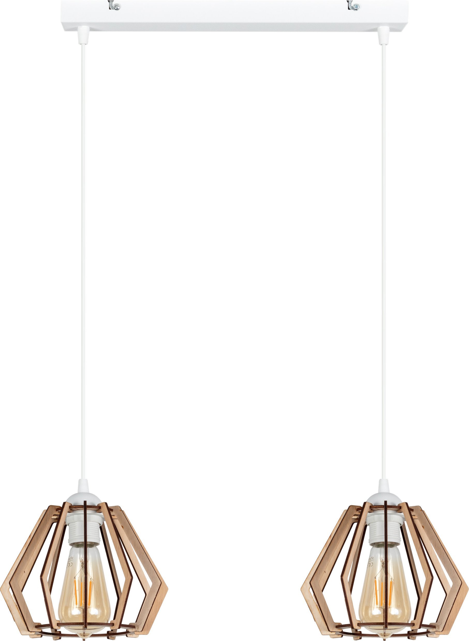 BELIS Lampa sufitowa BERGO żyrandol biały drewno 2 x E27 0008