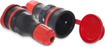 KEL Gniazdo przenośne z klapką 16A 2P+Z 250V IP54 czarny/czerwony GN-54 (W-97978)