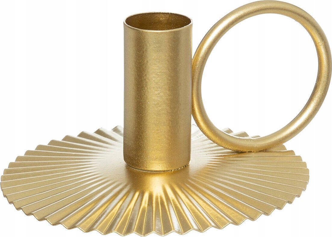 Atmosphera Metalowy świecznik na prążkowanej podstawce