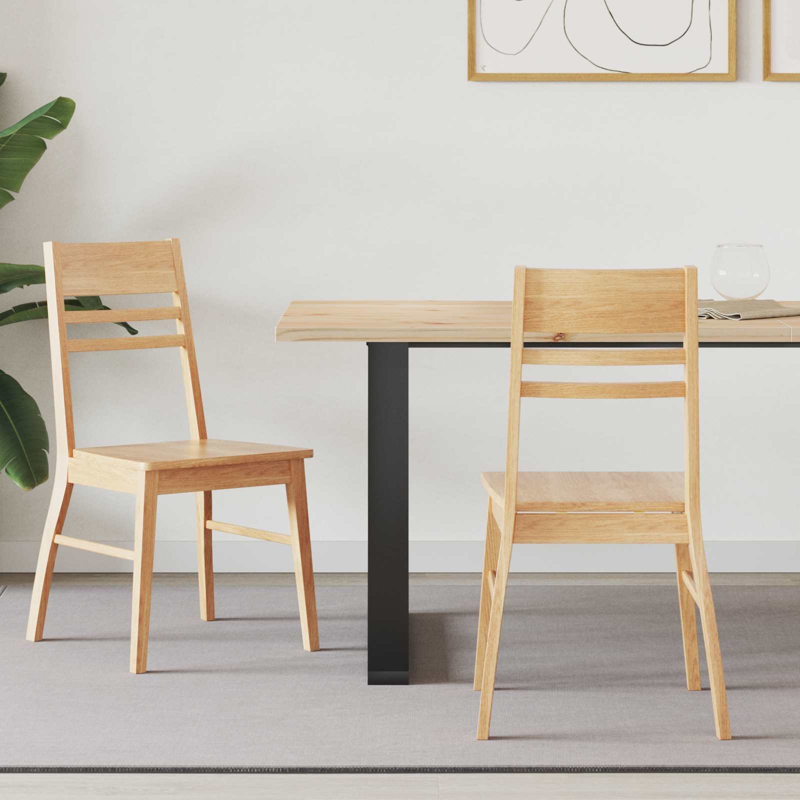 vidaXL Krzesła jadalne 2 pcs 43 x 54 x 89 cm Drewno Gumowe