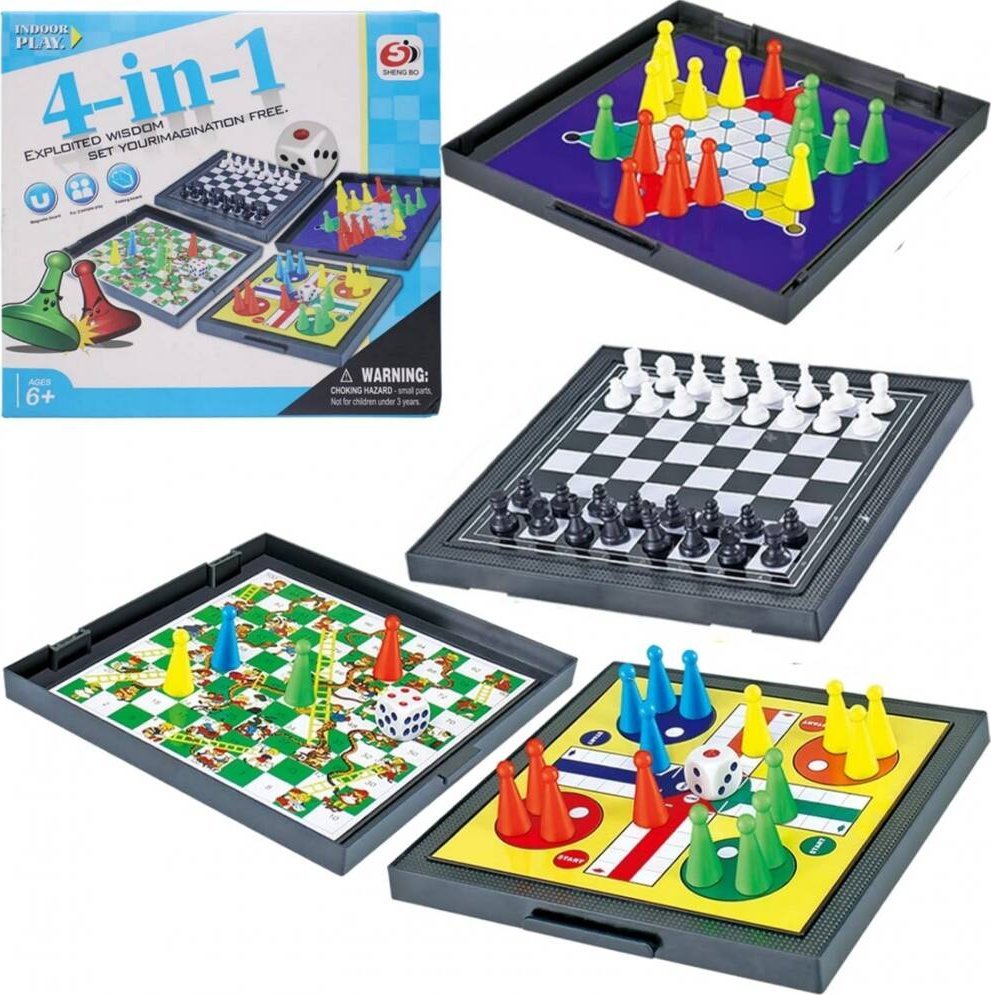 Swede ZESTAW GIER PLANSZOWYCH MAGNETYCZNYCH 3W1 PODRÓŻNE SZACHY CHIŃCZYK DRABINKI HALMA