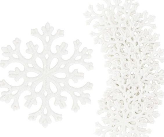 Springos Zawieszki świateczne 8 szt. śnieżynki brokatowe 8 cm białe UNIWERSALNY