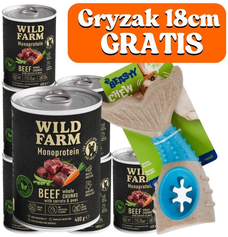 Wild Farm Monoprotein Beef 6x400g hipoalergiczna karma dla psa