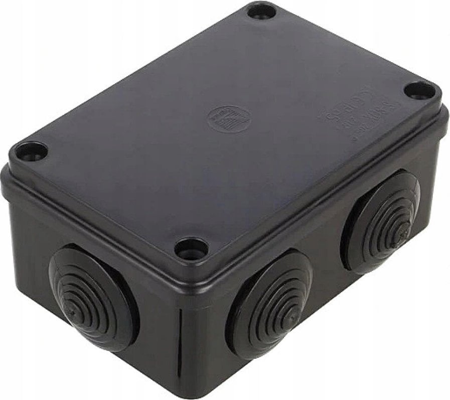 Puszka Natynkowa Hermetyczna Czarna Ip65 100 X 100 X 50Mm 6-Dławików S-Box 106C Pawbol