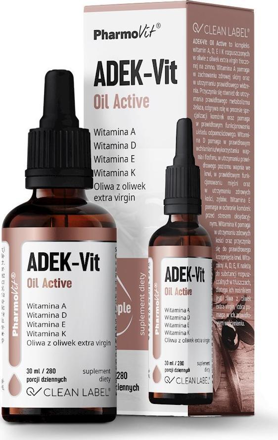 Pharmovit WITAMINA ADEK W KROPLACH (800 mcg + 100 mcg + 12 mg + 75 mcg) BEZGLUTENOWE 30 ml - PHARMOVIT (CLEAN LABEL)