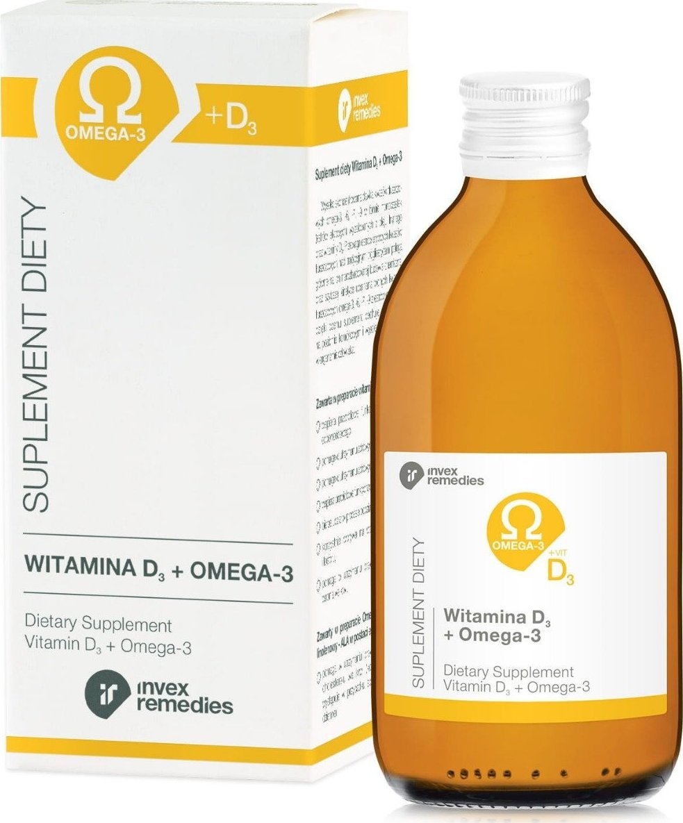 Invex remedies Invex Remedies Witamina D3 + Omega 3 300 ml - WYSYŁAMY W 24H!