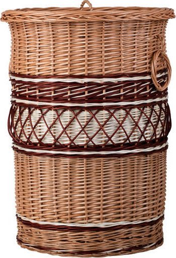 WickerPL WIKLINOWY KOSZ NA BIELIZNĘ KOSZ DO ŁAZIENKI Z POKRYWĄ I OBSZYCIEM : 44 H: 60 CM