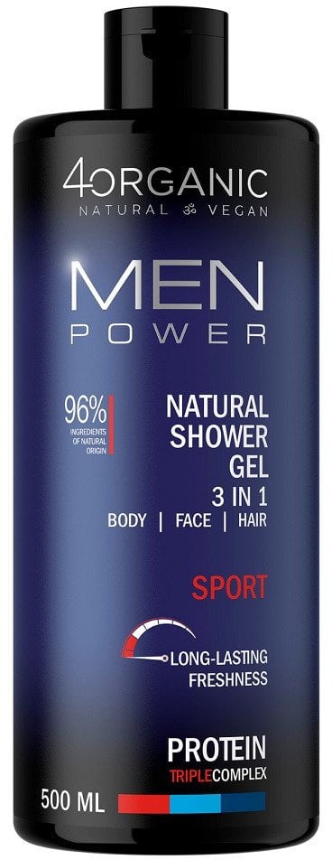 4organic Men Power naturalny żel pod prysznic 3w1 Sport 500ml