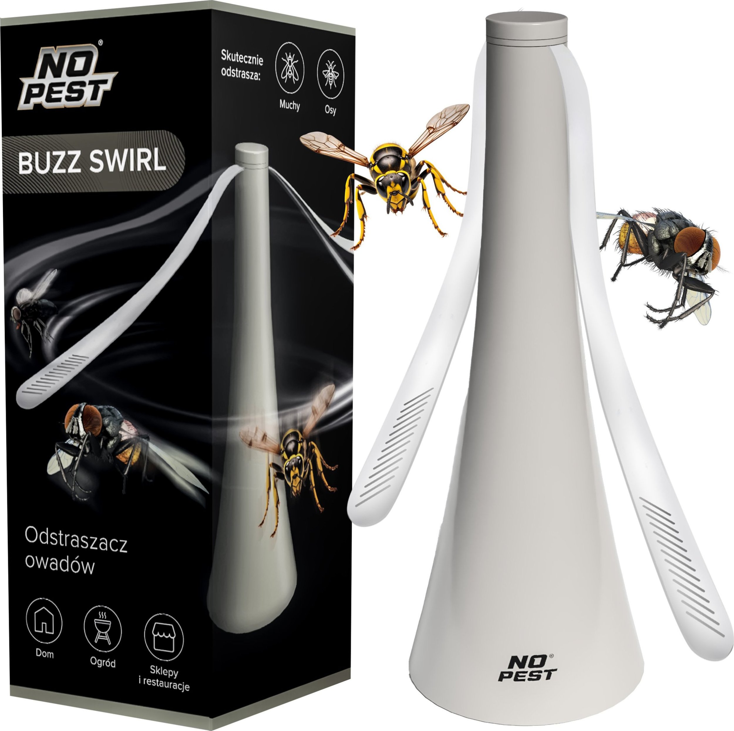 Odstraszacz na Muchy Osy Muszki Owocówki Meszki Inne Owady Wiatrak do Odstraszania Owadów "Buzz Swirl"