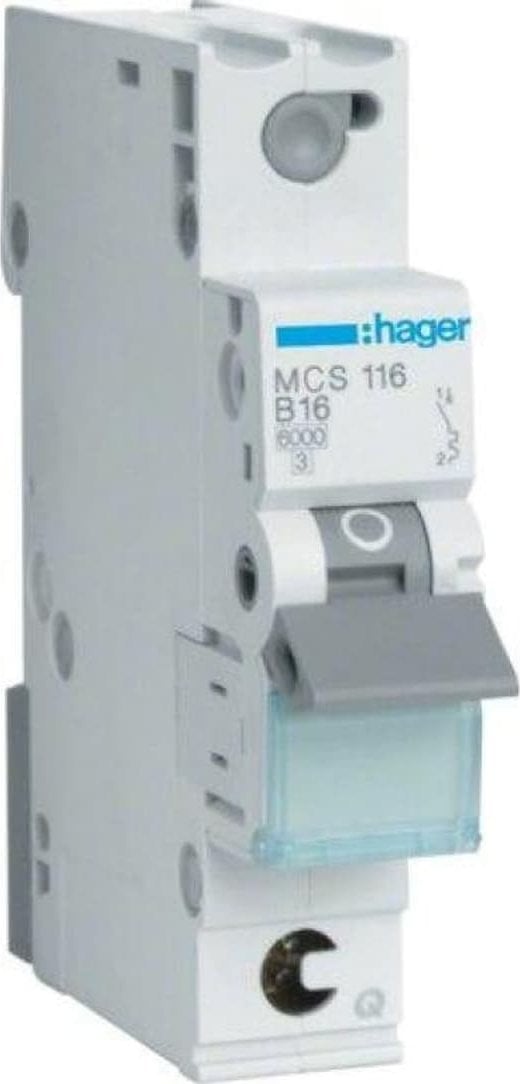 Hager circuit breaker 1p. C-16A 6kA 1M QC MCS116