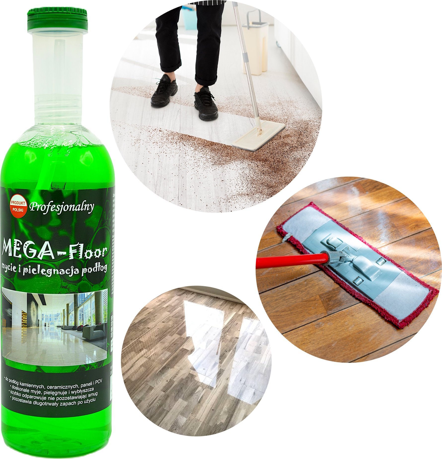 Dolphin PŁYN MEGA FLOOR MYCIA PODŁÓG POWIERZCHNI DREWNIANYCH KAMIENNYCH PCV 750ML