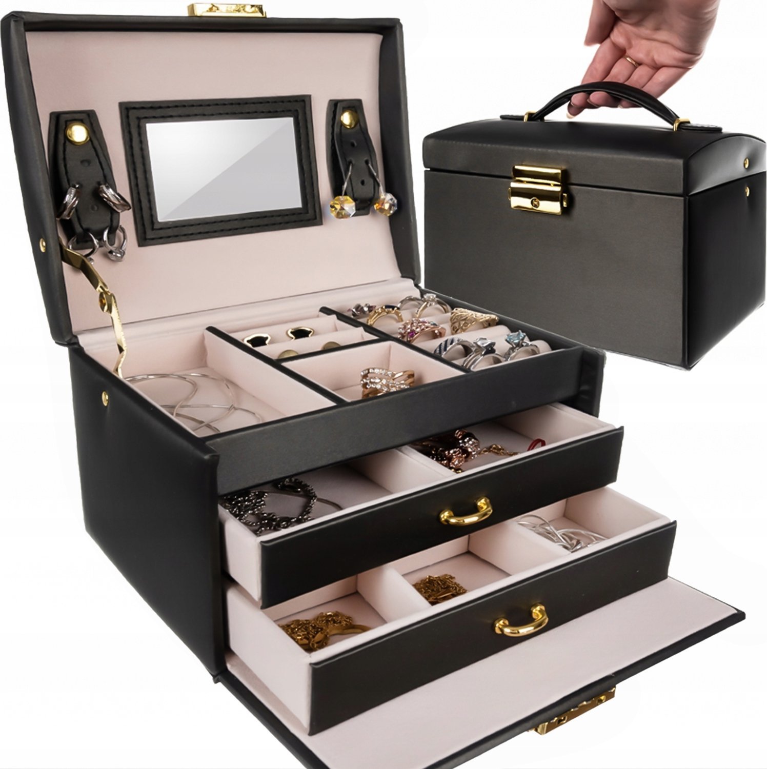 SZKATUŁKA NA BIŻUTERIĘ CZARNA SB01-K