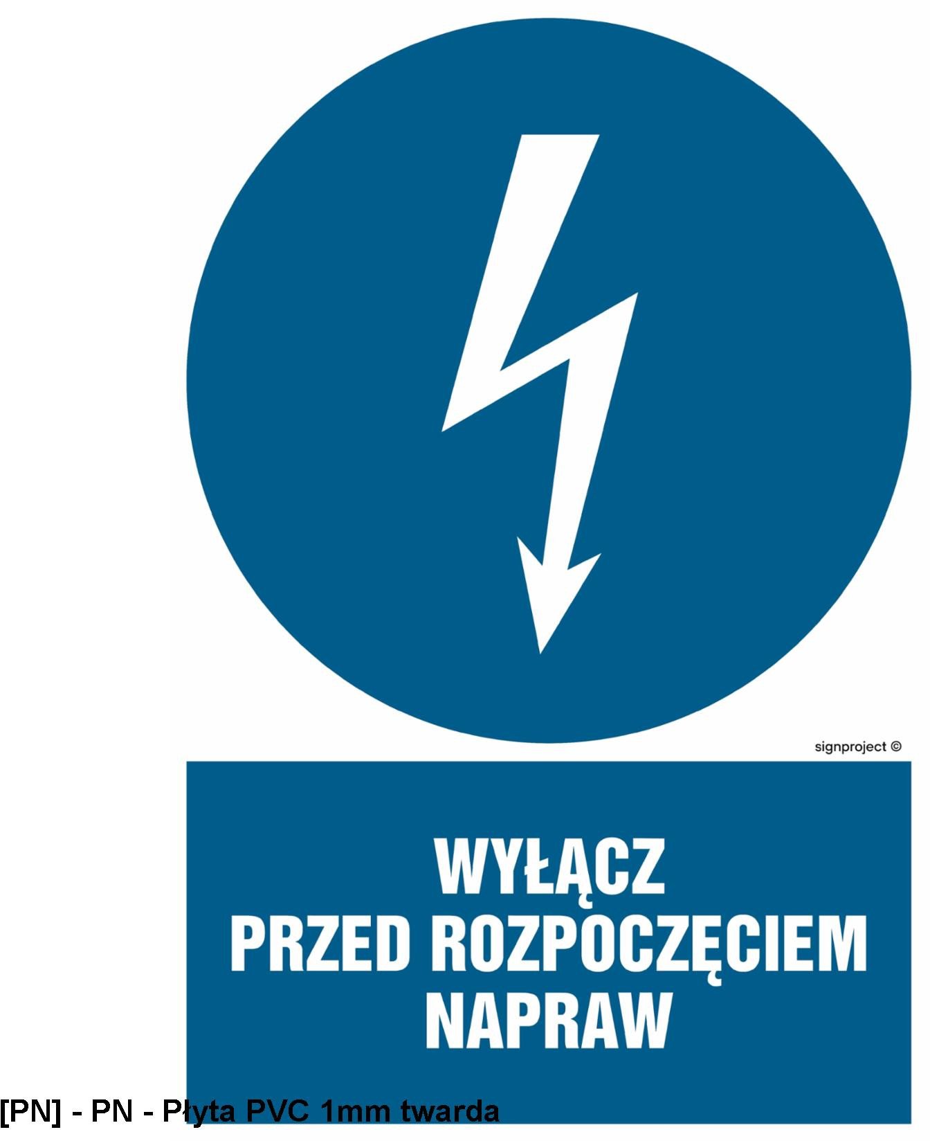 HE018 - Wyłącz przed rozpoczęciem napraw 100x150