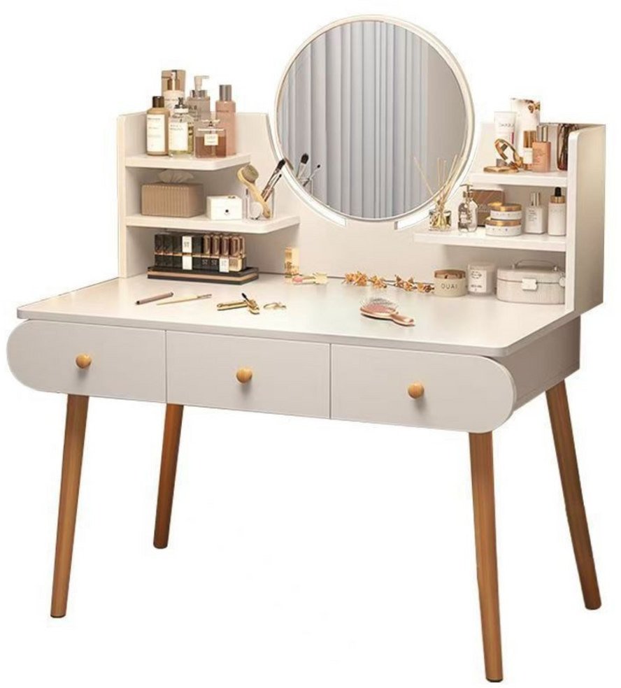 Toaletka Kosmetyczna Z Lustrem Trzy Szuflady Biała 100x40x120cm LEAN