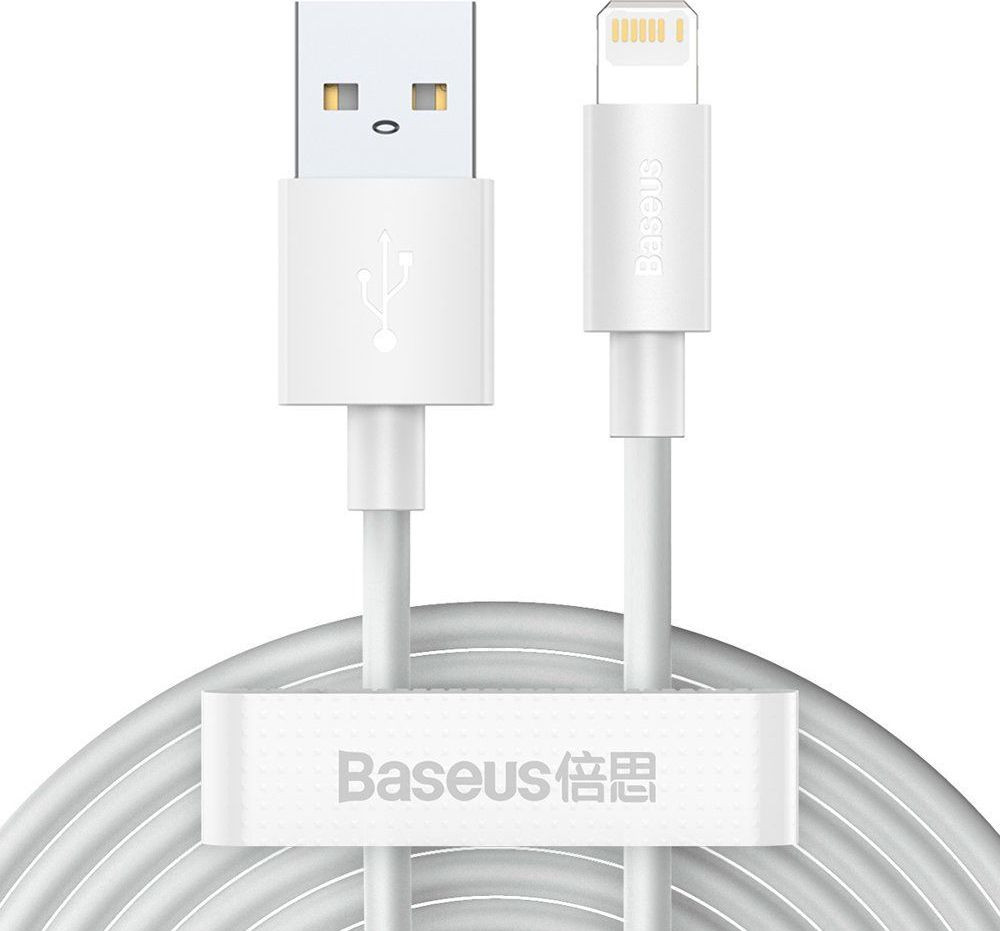 Kabel USB Baseus 2x USB-A - Lightning 1.5 m Biały (6953156230316)