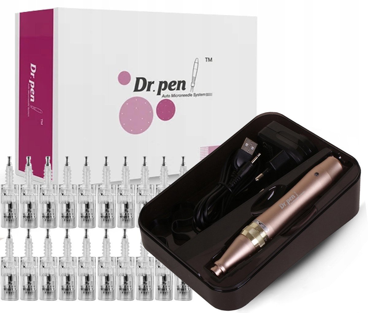 Profesjonalny Bezprzewodowy Dermapen Dr Pen Ultima + 20 Kartridży Igłowych