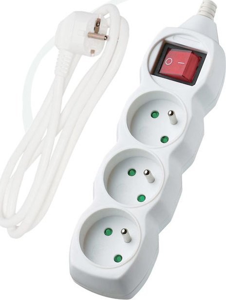 Onnline Przedłużacz z wyłącznikiem, 3 gniazda, biały, 3 m ONNLINE