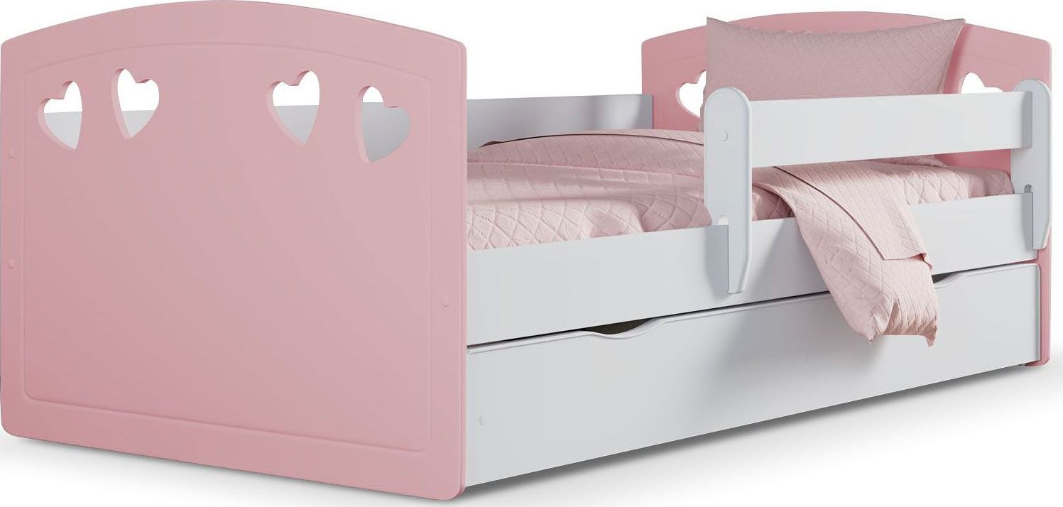 Elior Łóżko dziecięce z barierką Nolia 3X 80x180 - pudrowy róż