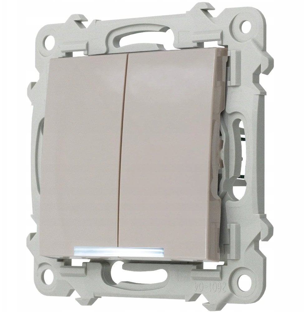 Ospel Podwójny łącznik schodowy z białym podświetleniem kaszmirowym beżowym ŁP-10ZS/m/83