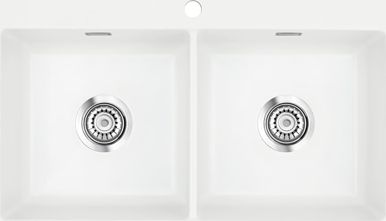 Zlewozmywak SYSTEMCERAM Systemceram Mera Twin Polar, Zlewozmywak ceramiczny, korek manualny,