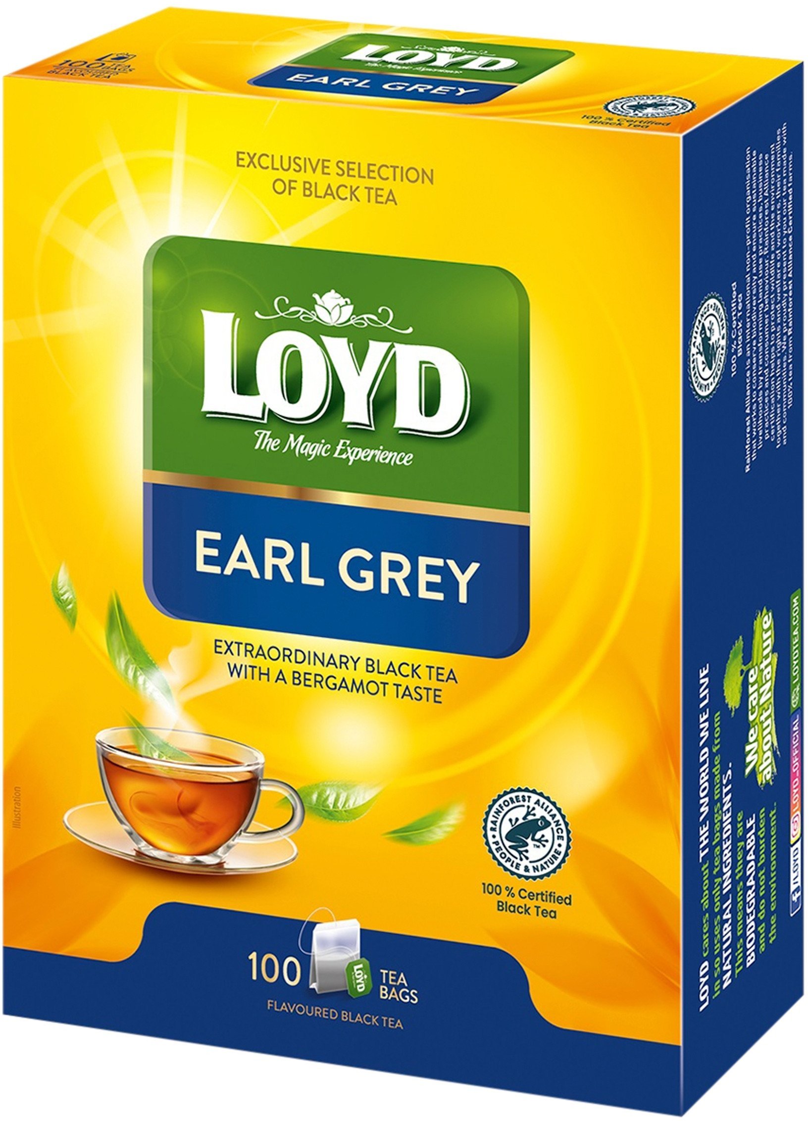 Herbata LOYD Earl Grey, dwukomorowa, 100 torebek