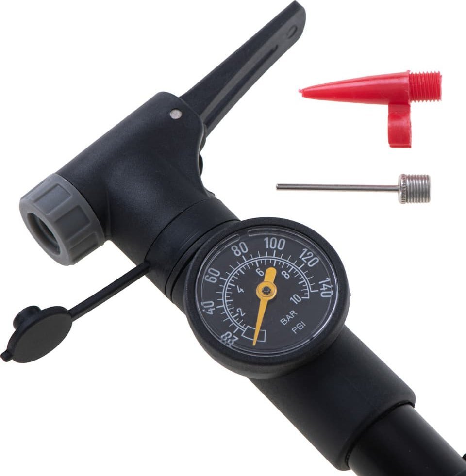 KIK L-BRNO Pompka do roweru z manometrem rowerowa ręczna do piłki materaca z uchwytem na rower