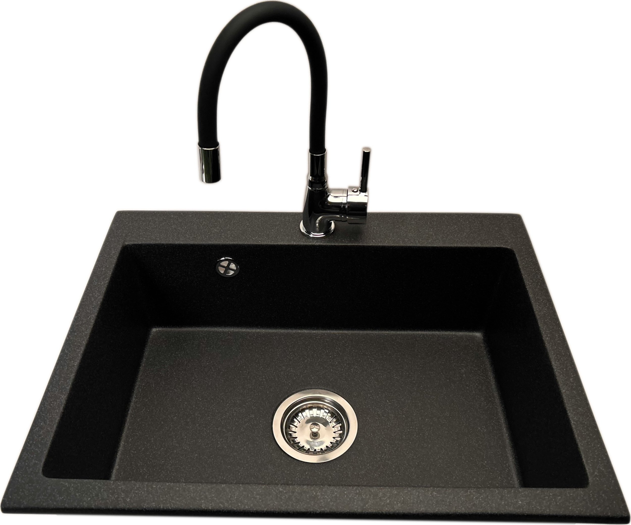 Zlewozmywak PREHNIT Zlewozmywak jednokomorowy ELAN grafit + bateria Flex LAVO