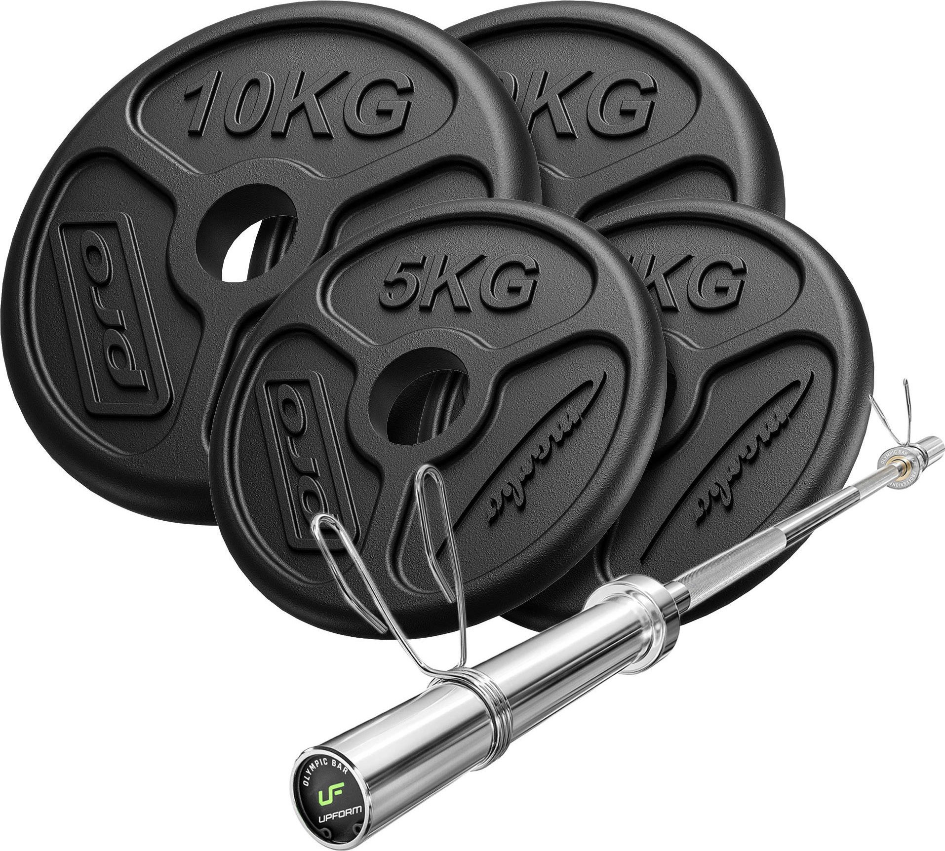 Zestaw 45 kg | Gryf olimpijski 180cm + obciążenia olimpijskie 2x10kg, 2x5kg - Marbo Sport