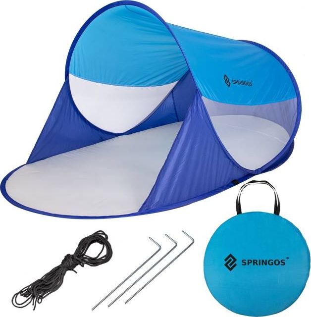 Springos Namiot plażowy samorozkładający Pop-up niebieski uniwersalny
