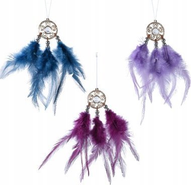 Kaemingk Zawieszka wisząca łapacz snów z piórami 13 x 4 cm