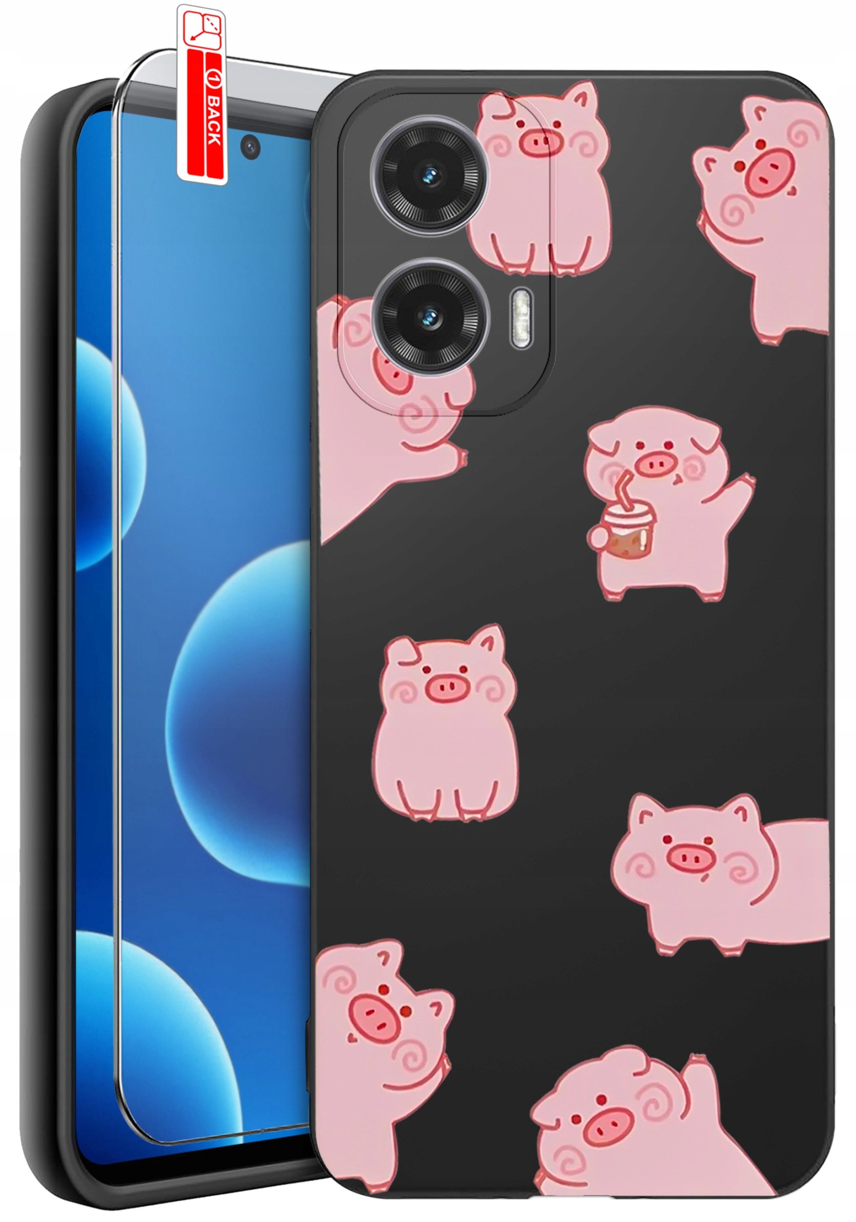 ETUI do Motorola Moto G45 5G | WZORY | SILIKONOWE MATT CASE + SZKŁO 9H