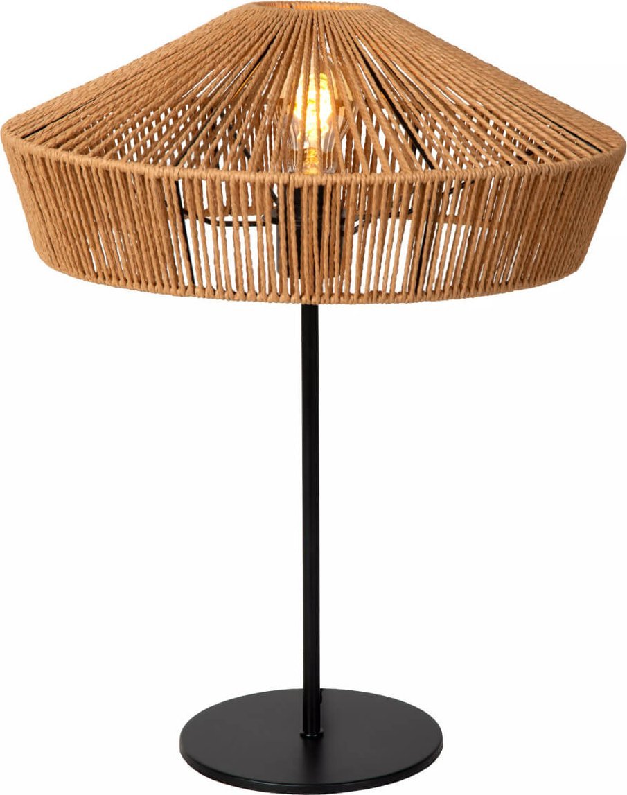 Lampa stołowa Lucide Stołowa lampa stojąca Yunkai do gabinetu drewniana czarna