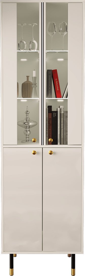 MEGSTYL WITRYNA 200CM Z ZŁOTYMI ZDOBIENIAMI - CRISTAL 5 biały mat - biały połysk