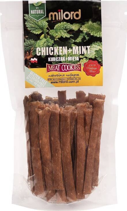 Przysmak dla psa Milord kurczak z miętą paski 70 g