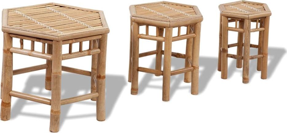 vidaXL Zestaw trzech sześciokątnych krzeseł bambusowych