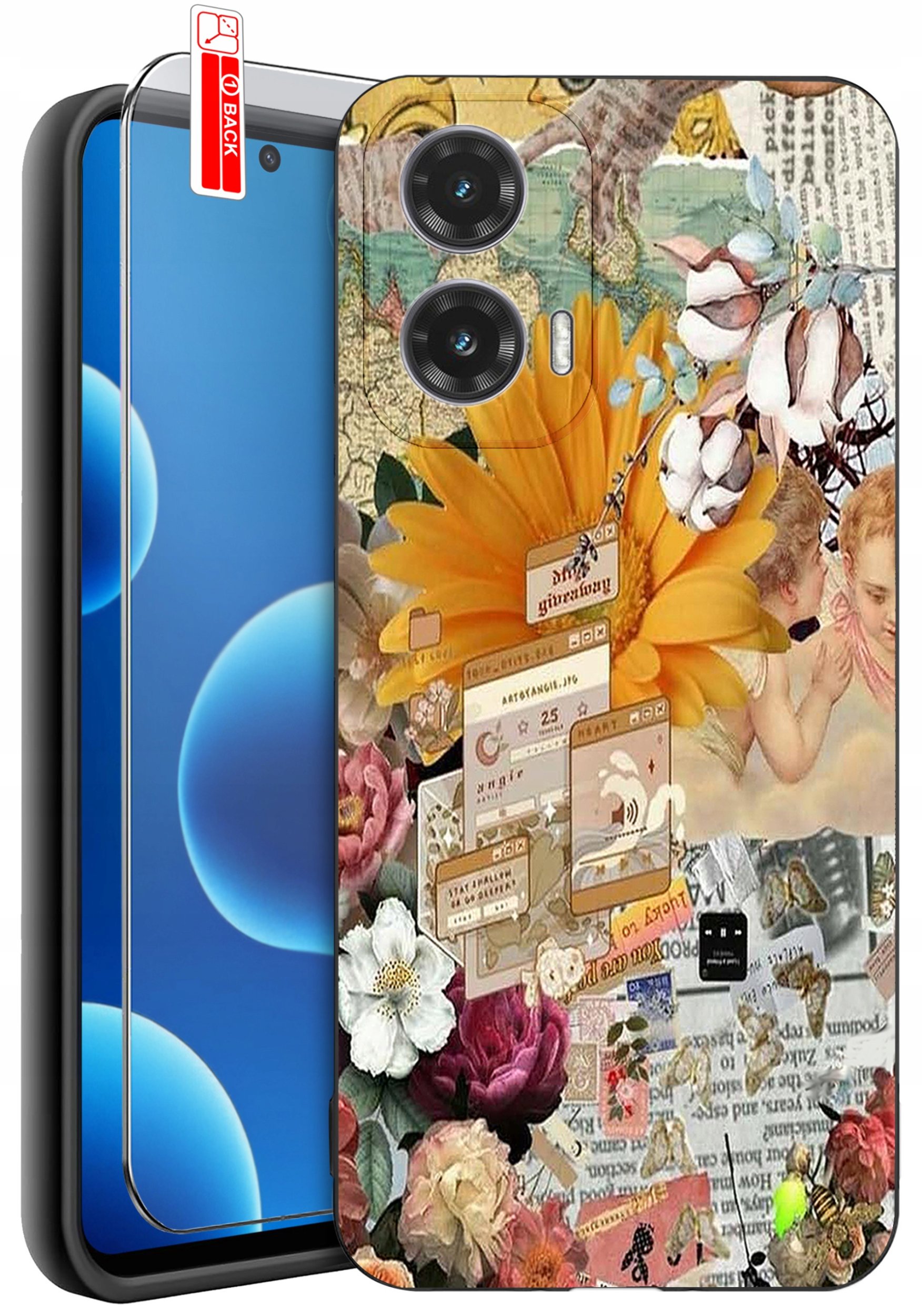 ETUI do Motorola Moto G45 5G | WZORY | SILIKONOWE MATT CASE + SZKŁO 9H