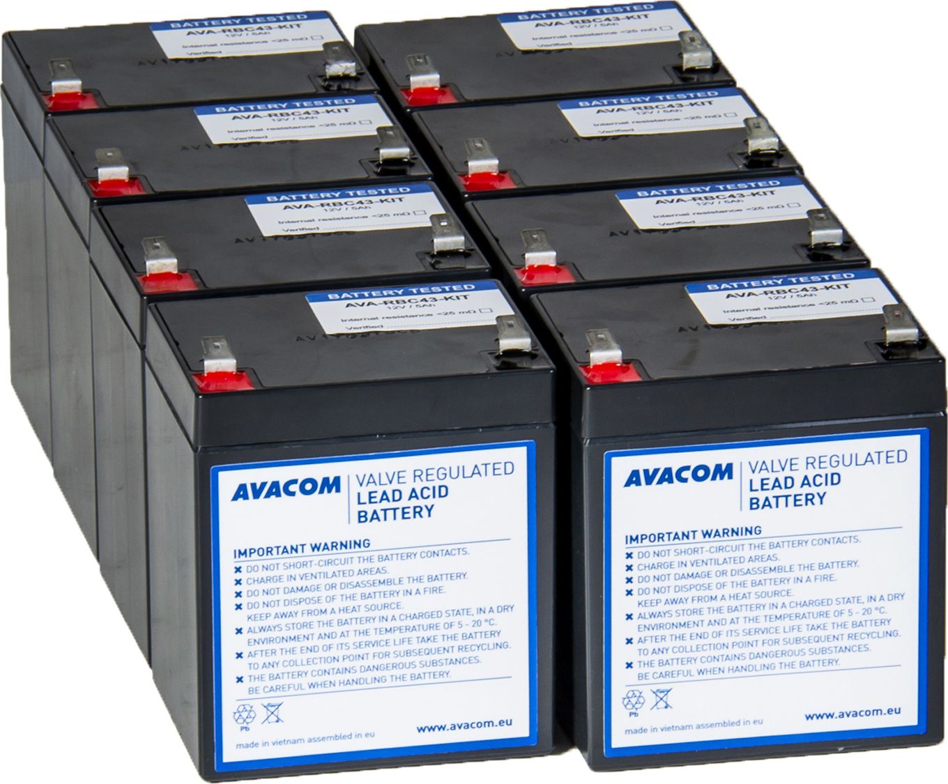 Avacom Akumulator 12V/8x6Ah (AVA-RBC43-KIT)