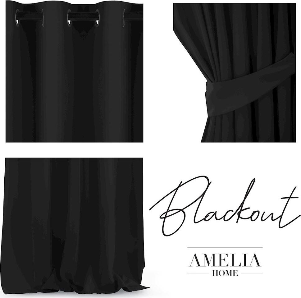 AmeliaHome AmeliaHome ZASŁONA BLACKOUT EYELETS BLACK 140X270 1PC