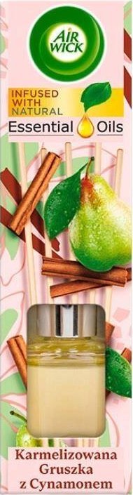 Dyfuzor zapachowy Air Wick Essential Oils pachnące patyczki zapachowe Karmelizowana Gruszka z Cynamonem 40ml