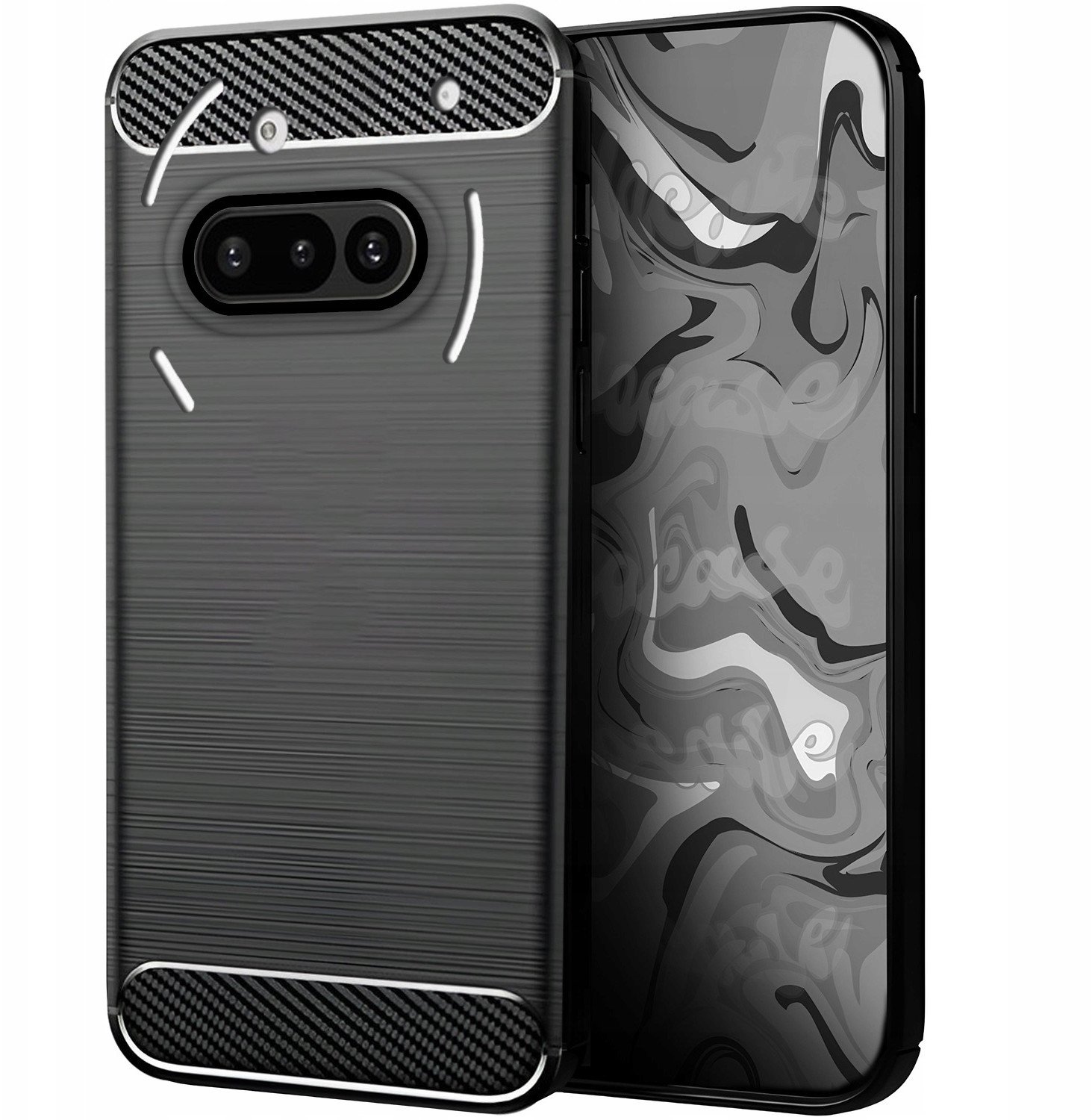 Etui do Nothing Phone 3A (Czarne, Pancerne, Karbon, Pokrowiec, Plecki)