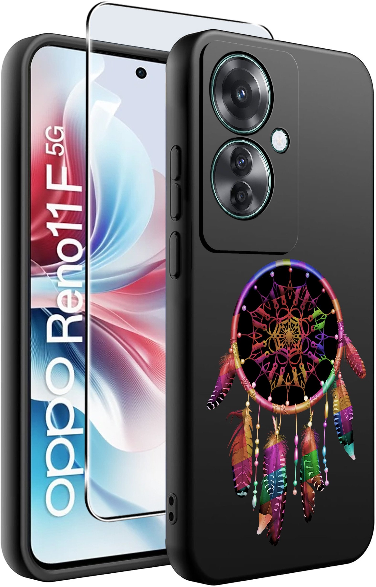 ETUI do Oppo Reno11 F 5G WZORY | SILIKONOWE MATT CASE + SZKŁO HARTOWANE 9H