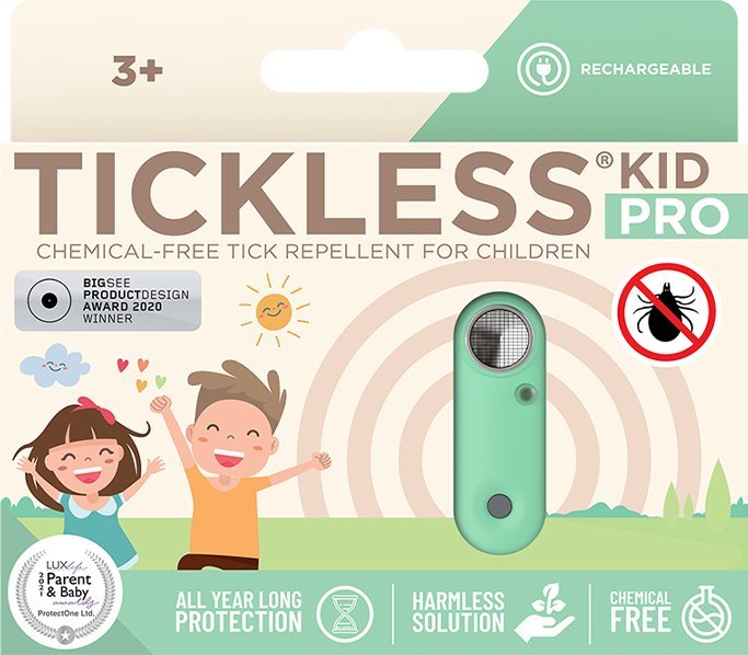 Tickless Tickless Kid PRO z opcją ładowania Ultradźwiękowa ochrona przed kleszczami - Mentha Green